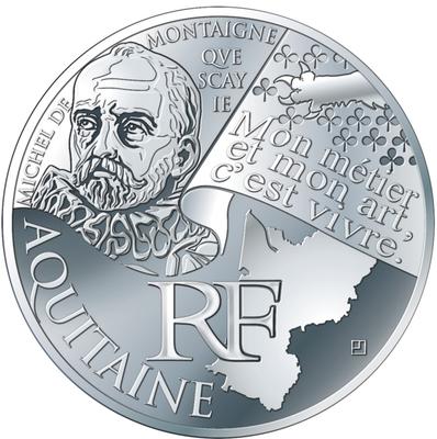 10 € Aquitaine 2012 - Philatélie - pièce de 10 € région de France 2012 - Monnaie de Paris - pièce de monnaie euros de collection