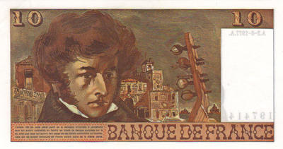 10 F 1977 - 2 - Philatelie - billet de banque de France - 10 francs Berlioz