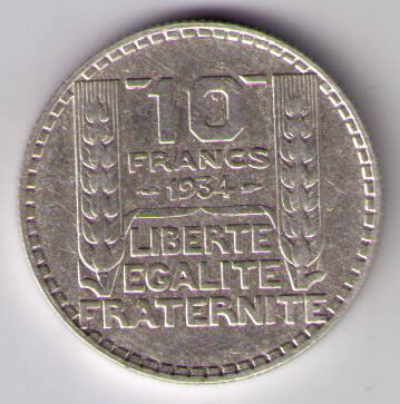 10F801-1934 - Philatélie 50 - pièce française de 10 francs Turin - pièce de monnaie de collection - pièce en argent
