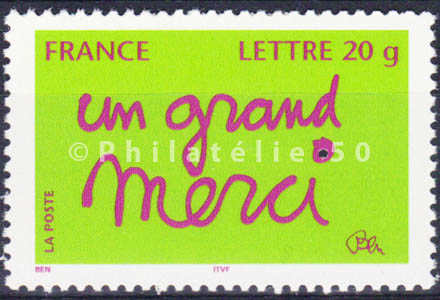 3761 - Philatélie 50 - timbre de France neuf sans chanrière - timbre de collection Yvert et Tellier - timbre de message, un grand merci - 2005