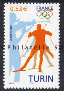 3876- Philatélie 50 - timbre de France neuf sans charnière - timbre de collection Yvert et Tellier - Jeux Olympiques d'hiver  2006 à Turin
