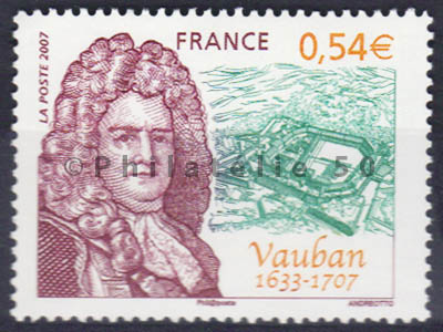 4031 - Philatélie 50 timbre de France neuf sans charnière timbre de collection Yvert et Tellier Personnalité Sébastien Le Prestre de Vauban 2007
