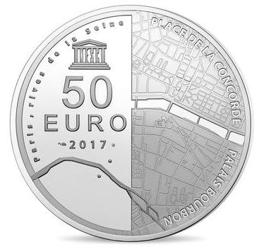 50 € argent UNESCO 2017 - Philatelie - pièce de monnaie - Monnaie de Paris - Concorde et Assemblée Nationale