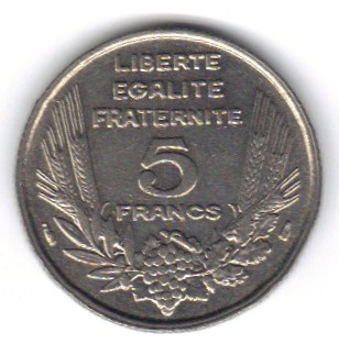 5F 1933 - Philatelie - pièce de monnaie française 5 francs