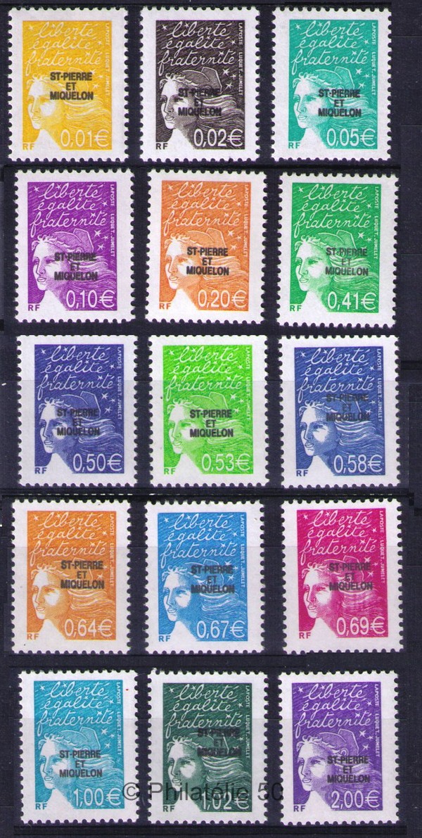 758-772 timbres de collection Yvert et Tellier de Saint-Pierre et Miquelon 2002
