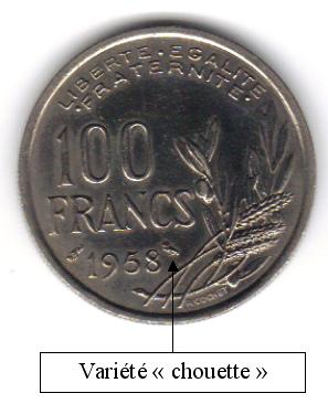 897-4 - Philatelie - pièce française de 100 F avec variété