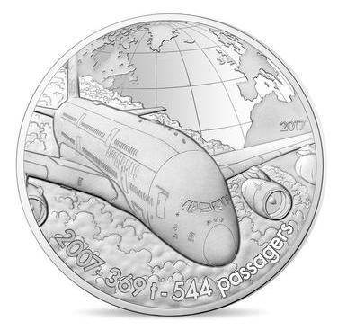 A380 argent - Monnaie de Paris - pièce de monnaie Aviation et Histoire