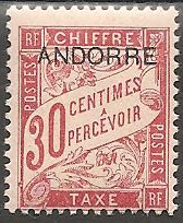 ANDTAXE3 - Philatélie - Timbre d'Andorre Taxe N° Yvert et Tellier 3 - Timbres de collection