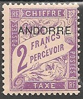 ANDTAXE7 - Philatélie - Timbre d'Andorre Taxe N° Yvert et Tellier 7 - Timbres de collection