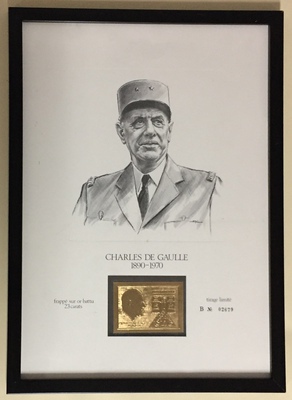 cadre doc Charles de Gaulle - Philatelie - cadre philatélique - document philatélique