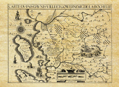 Carte régionale de l'Aulnis et de La Rochelle - Philatélie - Reproductions de cartes géographiques anciennes