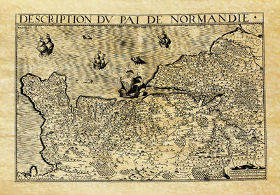 Carte régionale de Normandie - Philatélie - Reproductions de cartes géographiques anciennes
