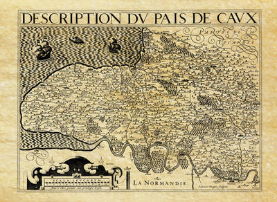 Carte régionale du Pays de Caux - Philatélie - Reproductions de cartes géographiques anciennes