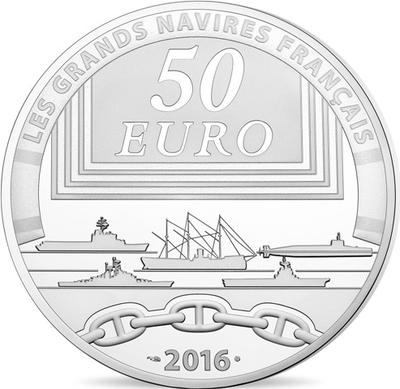 CDG 50 € argent - Philatelie - pièce de monnaie euros Monnaie de Paris - Grands Navires - Le Charles De Gaulle