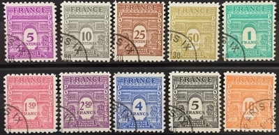 RF620/629O - Philatélie - Timbre de France n° Yvert et Tellier 620 à 629 oblitéré - Timbres de collection
