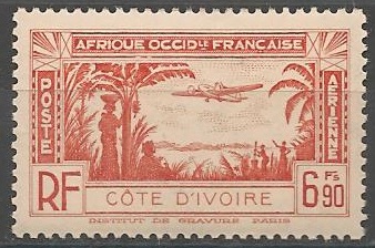 COTIPA5 - Philatélie - Timbre Poste Aérienne de Côte d'Ivoire N° Yvert et Tellier 5 - Timbres de colonies françaises - Timbres de collection