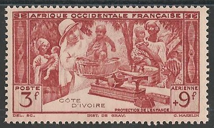 COTIPA8 - Philatélie - Timbre Poste Aérienne de Côte d'Ivoire N° Yvert et Tellier 8 - Timbres de colonies françaises - Timbres de collection