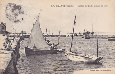 CPA50TOUR03111710 - Philatelie - Carte postale ancienne barque de pêche sortant du port du Becquet  - Cartes postales anciennes de collection