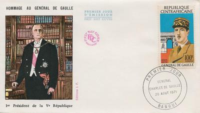 FDCcentrafriqueDeGaulle - Philatélie - Enveloppe 1er jour de Centrafrique général de gaulle - Enveloppes 1er jour de collection