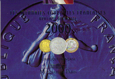 France 2000-1 - Philatélie - pièce de monnaie euros - coffret BU France 2000