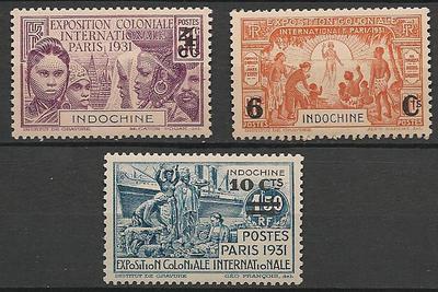 INDO147-149 - Philatélie - Timbres d'Indochine N° yvert et tellier 147 à 149 - Timbres de colonies françaises