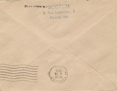 LETTRE-PARIS-CHICAGO - Philatelie - Lettre de collection premiere liaison postale aérienne directe paris-chicago - Timbres sur lettre