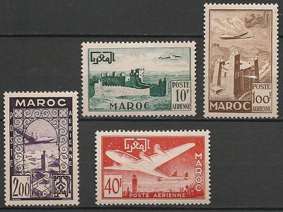 MARPA85-88 - Philatélie - Timbres du Maroc Poste Aérienne N° Yvert et Tellier 85 à 88 - Timbres de colonies françaises avant indépendance - Timbres de collection