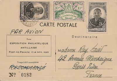 MART-CP-EXPO45 - Philatélie - Carte postale de Martinique exposition philatélique antillaise 1954 - Carte postale - Colonies françaises