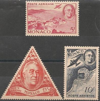MONPA19-21 - Philatélie - Timbres Poste Aérienne de Monaco N° Yvert et Tellier 19 à 21 - Timbres de collection