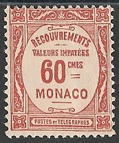 MONT16 - Philatélie - Timbre taxe de Monaco N° Yvert et Tellier 16 - Timbres de Monaco - Timbres de collection