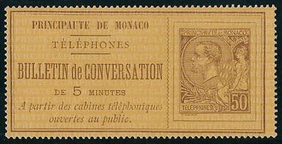 MONTEL1 - Philatélie - Timbre téléphone de Monaco N° 1 du catalogue Yvert et Tellier - Timbres de collection - Timbre téléphone