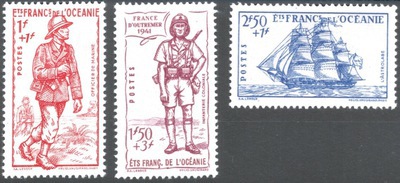 OCE135/137 - Philatélie - Timbre d'océanie avant indépendance N° Yvert et Tellier 135/137 - Timbres de colonies françaises