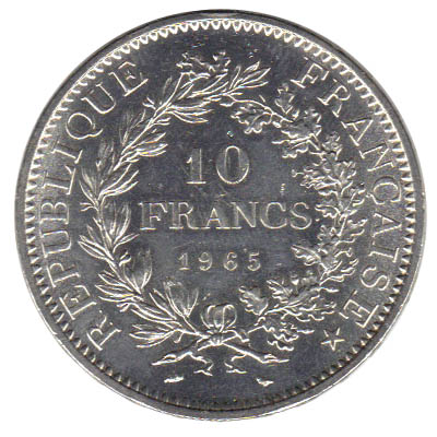 pièce de 10 francs Philatélie 50 pièce en argent 1965