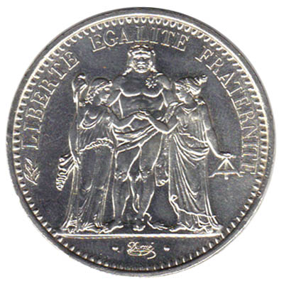 pièce de 10 francs Philatélie 50 pièce en argent verso 1965