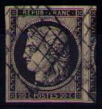 3 - Philatélie 50 - timbre de France Classique Cérès N° Yvert et Tellier 3
