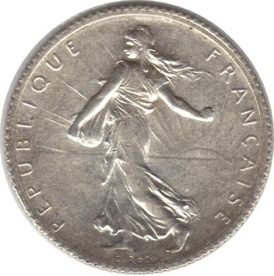 Semeuse - Philatelie - pièce de monnaie française en argent - 1 franc