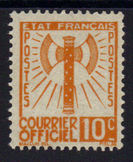 Service 1 - Philatelie - timbre de France Service - serie Francisque