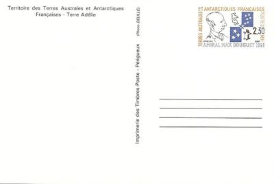 TAAFENTP1 - Philatélie - Entier postal de Terres Australes N°YT 1 - Entiers postaux de collection