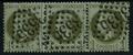 25 - bande 3 - Philatélie 50 - timbres de France Classique N° Yvert et Tellier 25 en bande de 3 - timbres de France de collection