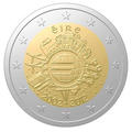 2 € Irlande 2012 - Philatélie - pièce de deux euros commamorative 10 ans de l'euro - pièce de monnaie de collection