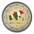 2 € Itlaie 2011 colorée - Philatélie 50 - pièce de monnaie euros d'Italie - pièces de collection