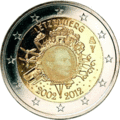 2 € Luxembourg 2012 10 ans € - Philatélie - pièce de monnaie commémorative 2 € 10 ans de l'euro