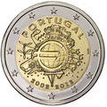 2 € Portugal 2012 - Philatélie - pièce de deux euros commamorative 10 ans de l'euro - pièce de monnaie de collection