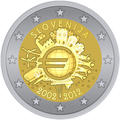 2 € Slovénie 2012 - Philatélie - pièce de monnaie commémorative 2 € 10 ans de l'euro