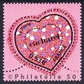 3747 - Philatélie 50 - timbre de France neuf sans charnière - timbre de collection Yvert et Tellier - Saint-Valentin, coeurs du couturier Cacharel - 2005