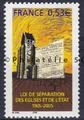 3860  - Philatélie 50 - timbre de France neuf sans charnière - timbre de collection Yvert et Tellier - Centenaire de la loi relative à la séparation des Eglises et de l'Etat - 2005