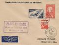 LETTRE-PARIS-CHICAGO - Philatélie - Lettre de collection premiere liaison postale aérienne directe paris-chicago - Timbres sur lettre