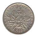 Pièce française de 5 francs Philatélie 50 pièce en argent 1962