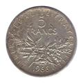 Pièce française de 5 francs Philatélie 50 pièce en argent 1966