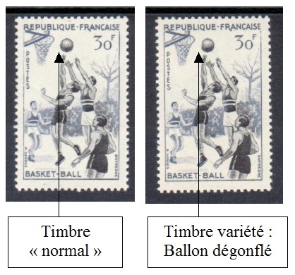 VAR1072a-2 - Philatelie - timbre de France avec variété